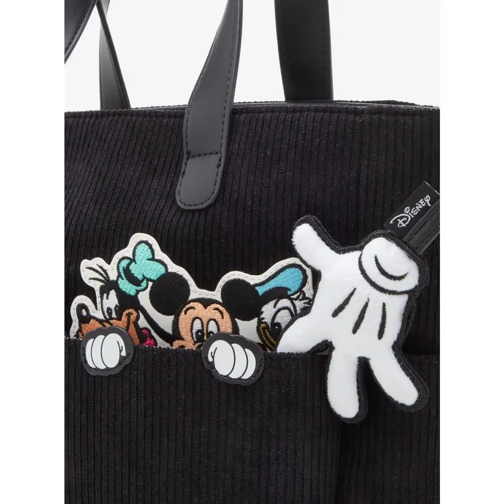 Loungefly Disney Mickey & Friends Peeking Pocket Corduroy Tote/Crossbody NWT